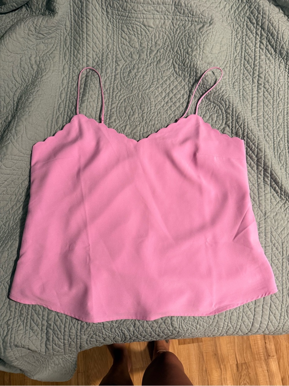 J. Crew Pink Scalloped-Edge Spaghetti-Strap Cami Top